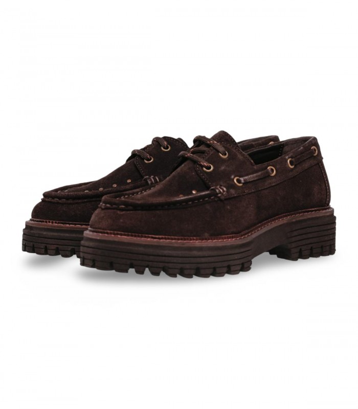 Náutico de plataforma TOP3 SS1892 en velour moka con suela chunky dentada