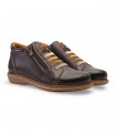 Zapato Valerias 2868 en piel marrón con elásticos multicolor y cremallera