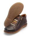 Zapato Valerias 2868 en piel marrón con elásticos multicolor y cremallera