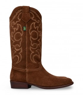 Bota cowboy Valverde del Camino DKT 112 Oil Roble con bordados y acabado envejecido