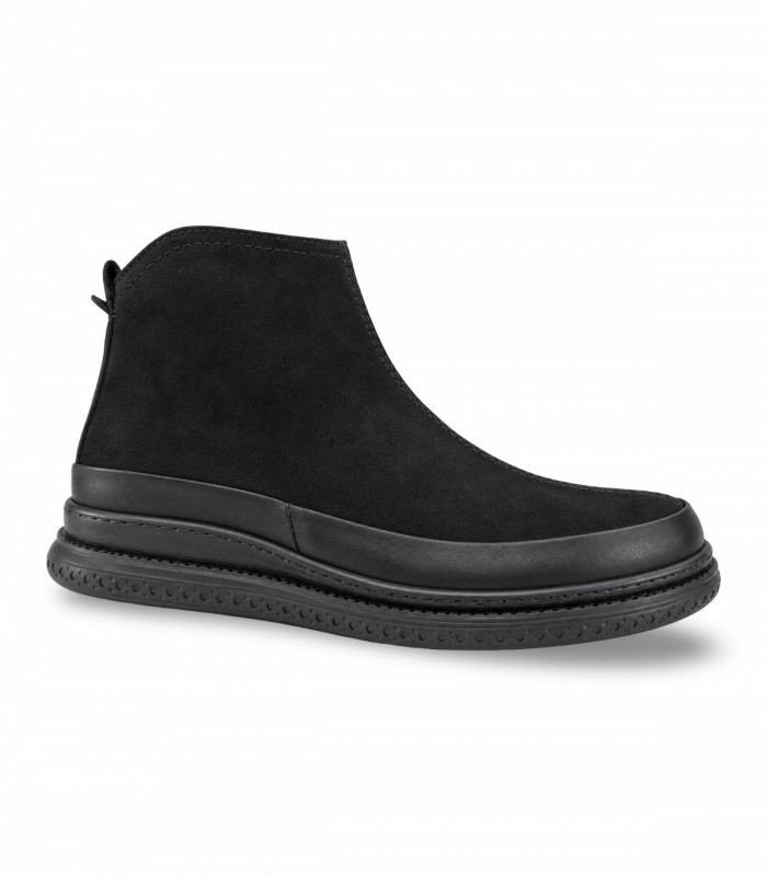 Zapato casual 48 Horas 2801 en nobuck negro con suela gruesa ligera
