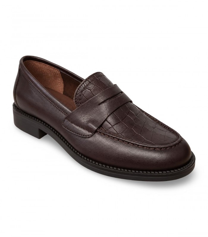 Mocasín Kaola 7586 marrón con grabado Dirty Coco y antifaz clásico