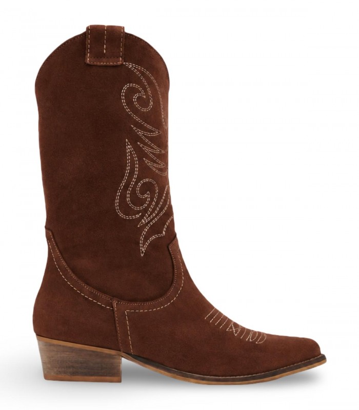 Bota campera Bryan Jandra CB en serraje color cuero con bordados western