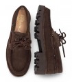 Náutico Unisa Feudo en velour marrón Baby Suede con cordones y piso dentado