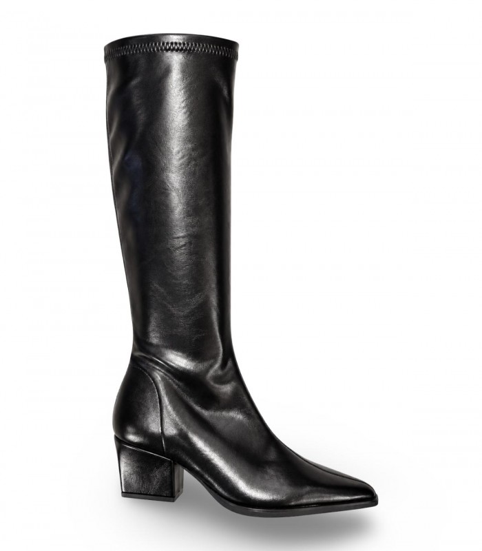Bota alta elástica Miss Elastic 75375 negra con tacón cubano