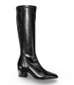 Bota alta elástica Miss Elastic 75375 negra con tacón cubano