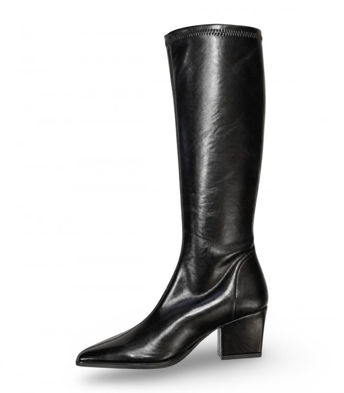 Bota alta elástica Miss Elastic 75375 negra con tacón cubano