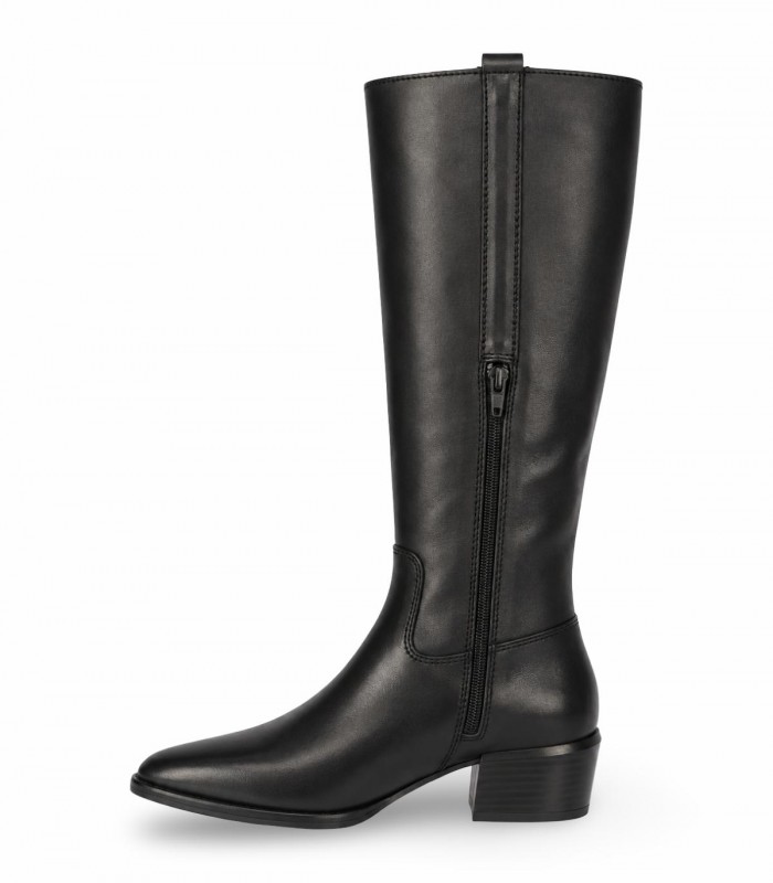 Bota alta western Lol Shoes Mourisca 7522 en piel negra con tacón campero