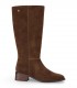 Bota alta TOP3 SS1954 en piel velour moka con tacón bajo efecto madera