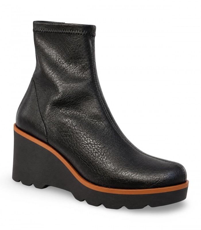 Botín elástico Celia Company 3601 Zingaro negro con cuña alta y plataforma