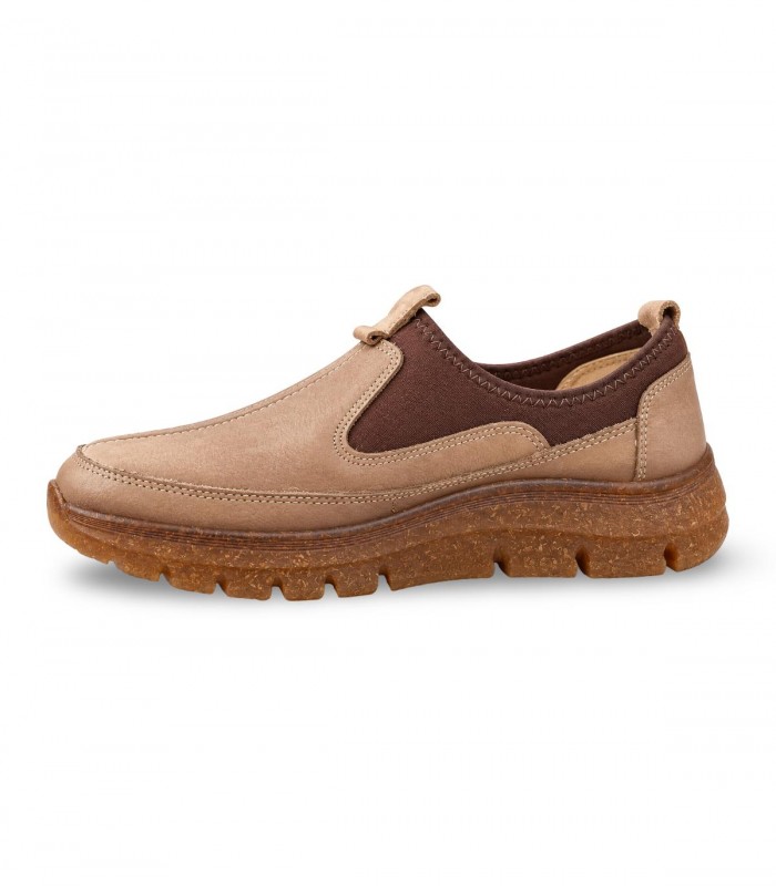 Zapato casual 48 Horas 1401 en nobuck taupe con entrada elástica y suela ligera