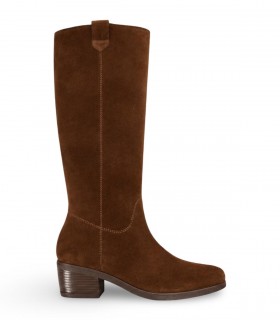 Bota Bryan 3416 en serraje cuero Mustang de caña alta y tacón bajo