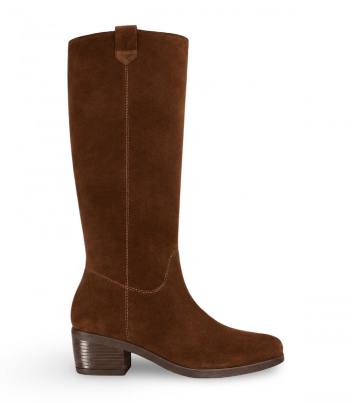 Bota Bryan 3416 en serraje cuero Mustang de caña alta y tacón bajo