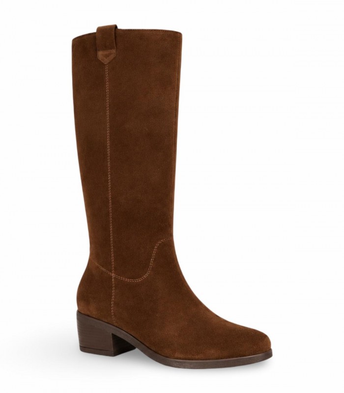 Bota Bryan 3416 en serraje cuero Mustang de caña alta y tacón bajo