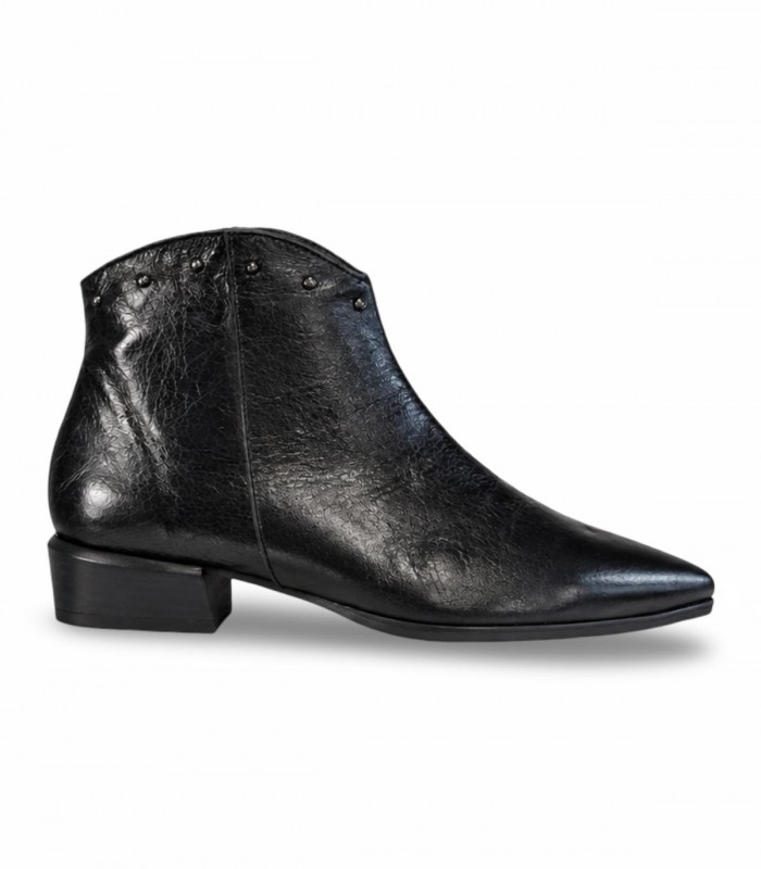 Botín cowboy Barminton 17061 Zoe en piel negra Bellida con acabado satinado