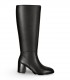 Bota alta Whynn XY25410-6041H en piel negra con tacón alto ancho