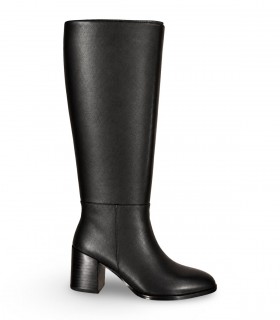 Bota alta Whynn XY25410-6041H en piel negra con tacón alto ancho
