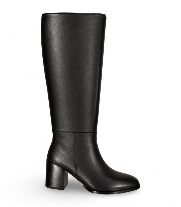 Bota alta Whynn XY25410-6041H en piel negra con tacón alto ancho