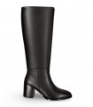 Bota alta Whynn XY25410-6041H en piel negra con tacón alto ancho