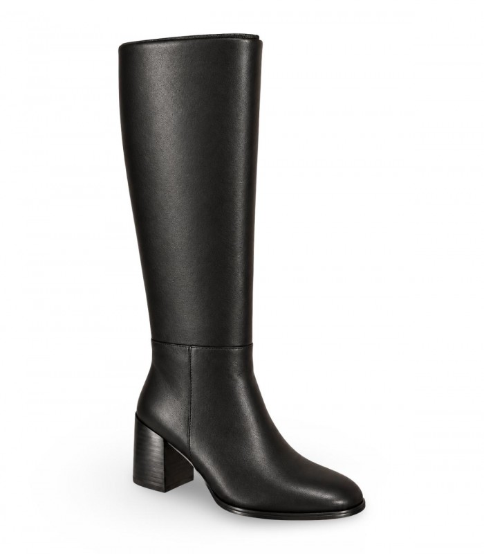 Bota alta Whynn XY25410-6041H en piel negra con tacón alto ancho