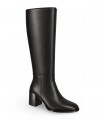 Bota alta Whynn XY25410-6041H en piel negra con tacón alto ancho