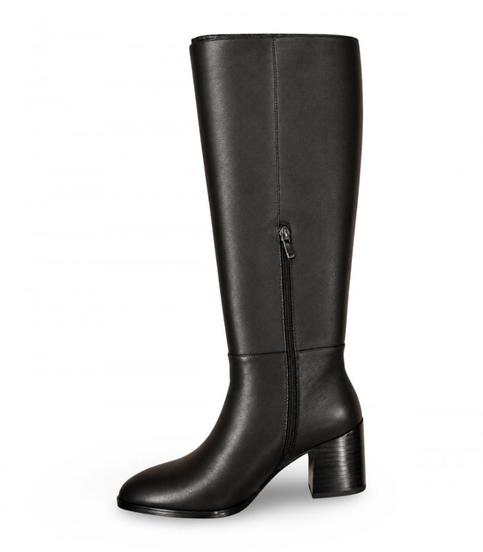Bota alta Whynn XY25410-6041H en piel negra con tacón alto ancho