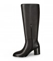 Bota alta Whynn XY25410-6041H en piel negra con tacón alto ancho