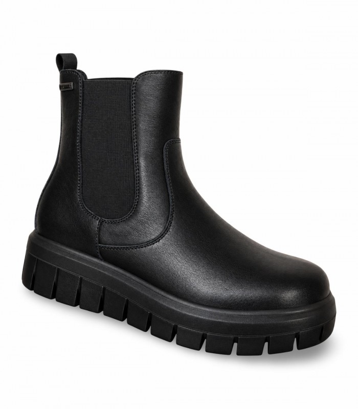 Botín Chelsea IMAC 207188 en piel negra con plataforma dentada e impermeable