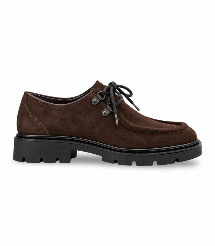 Zapato Luis Gonzalo 5410 sin pelo Basket Niger en velour marrón con plataforma dentada