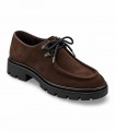 Zapato Luis Gonzalo 5410 sin pelo Basket Niger en velour marrón con plataforma dentada