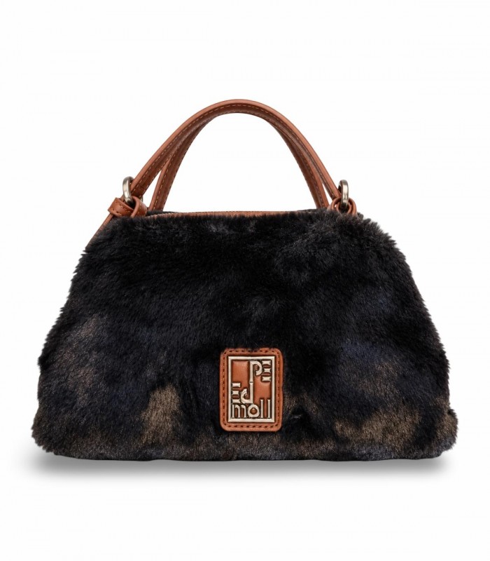 Bolso Pepe Moll 262420 negro de pelo suave con asa corta y silueta redondeada