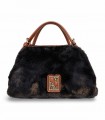 Bolso Pepe Moll 262420 negro de pelo suave con asa corta y silueta redondeada