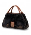 Bolso Pepe Moll 262420 negro de pelo suave con asa corta y silueta redondeada